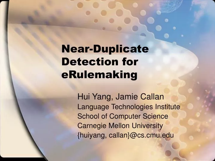 near duplicate detection for erulemaking