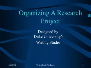 Organizing A Research Project