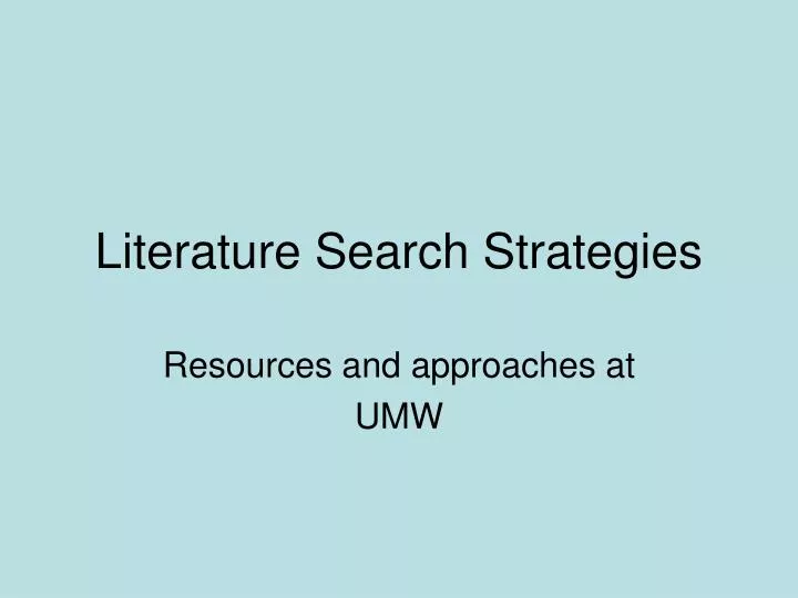 literature search strategies