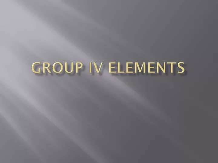 group iv elements