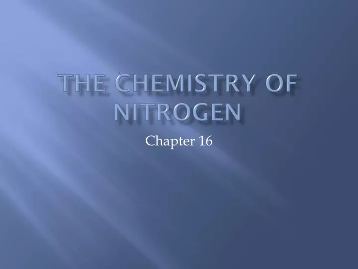the chemistry of nitrogen