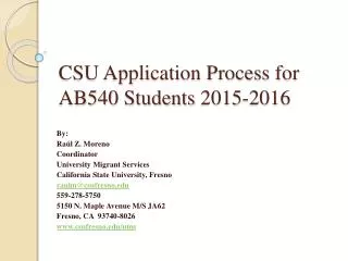 CSU Application Process for AB540 Students 2015-2016
