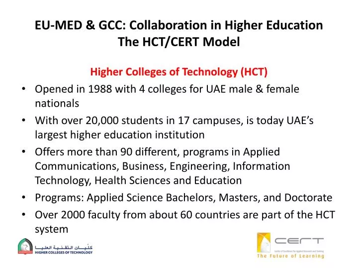 eu med gcc collaboration in higher education the hct cert model