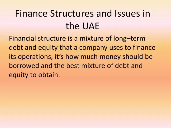 finance structures and issues in the uae
