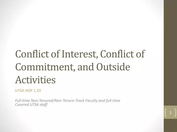 conflict of interest conflict of commitment and outside activities