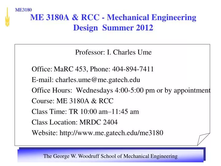 me 3180a rcc mechanical engineering design summer 2012