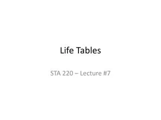 Life Tables