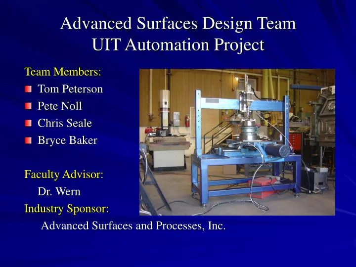 advanced surfaces design team uit automation project