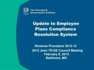 Update to Employee Plans Compliance Resolution System