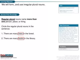 We will form 1 and use irregular plural nouns.