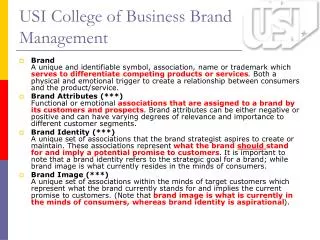 USI College of Business Brand Management