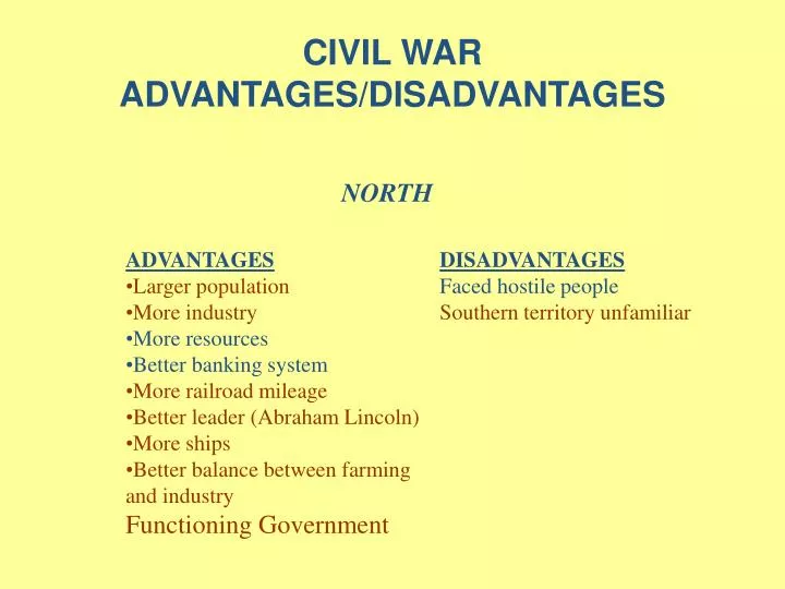 civil war advantages disadvantages