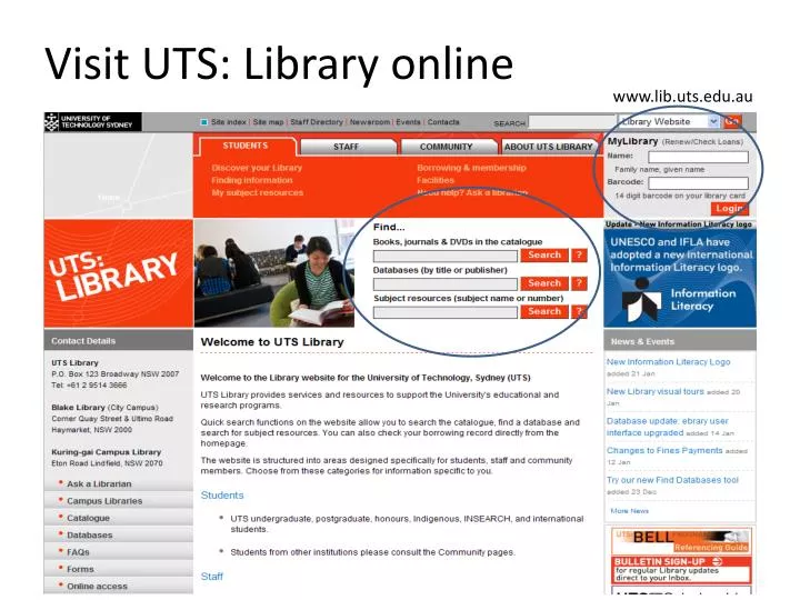 visit uts library online