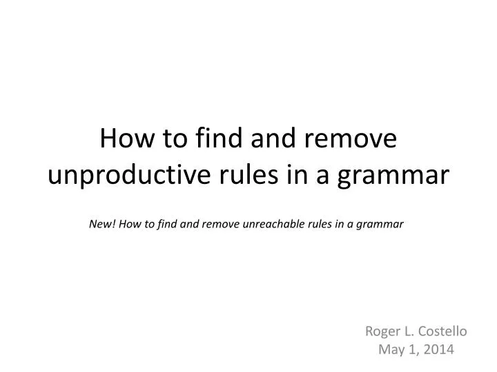 how to find and remove unproductive rules in a grammar