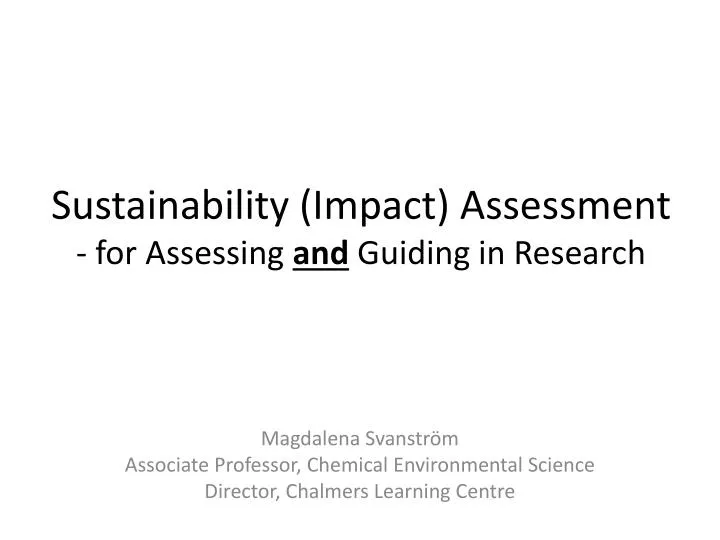 sustainability impact assessment for assessing and guiding in research