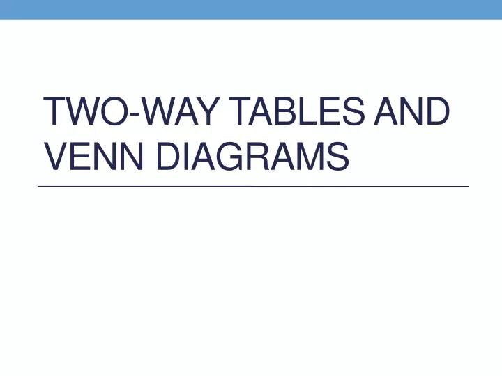 two way tables and venn diagrams