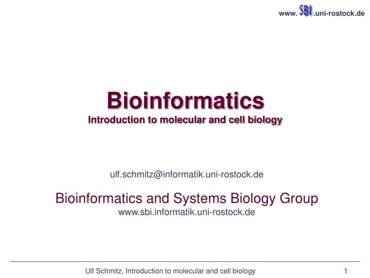 bioinformatics introduction to molecular and cell biology
