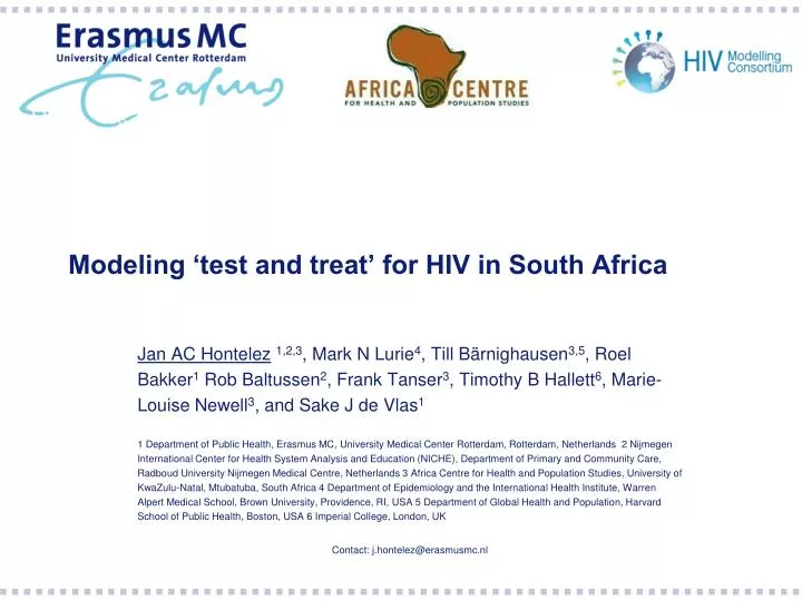 modeling test and treat for hiv in south africa