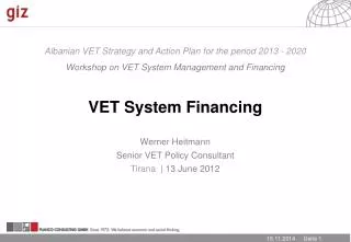 Albanian VET Strategy and Action Plan for the period 2013 - 2020