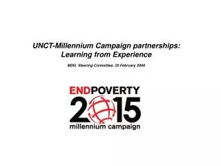 UNCT-Millennium Campaign partnerships: Learning from Experience