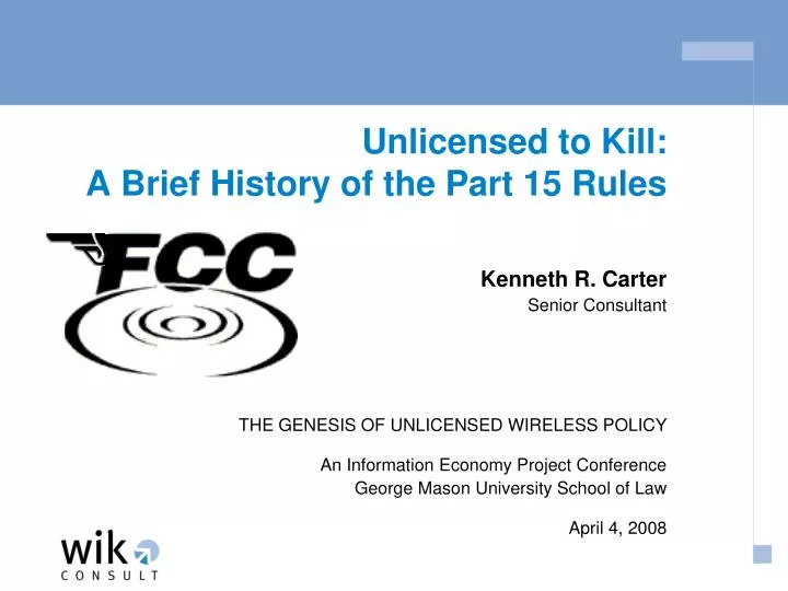 unlicensed to kill a brief history of the part 15 rules
