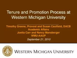 Tenure and Promotion Process at Western Michigan University