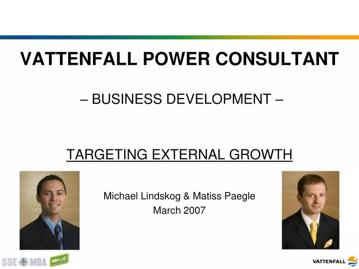 vattenfall power consultant business development targeting external growth