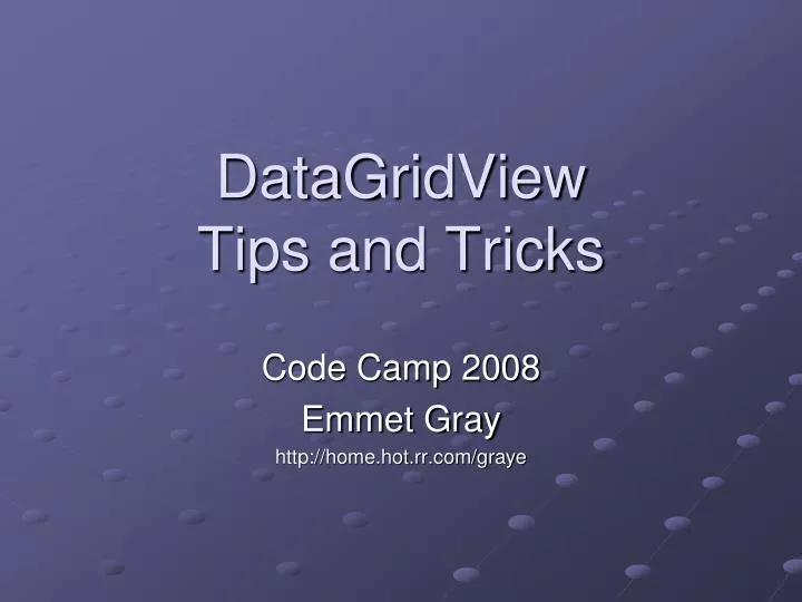 datagridview tips and tricks