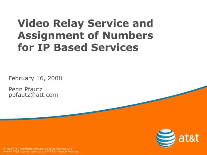 video relay service and assignment of numbers for ip based services