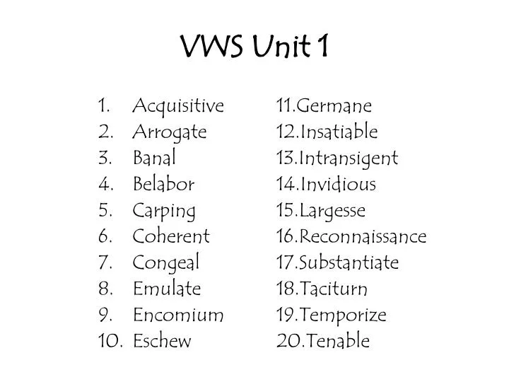 vws unit 1