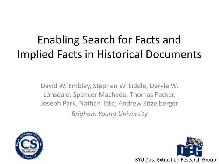 enabling search for facts and implied facts in historical documents