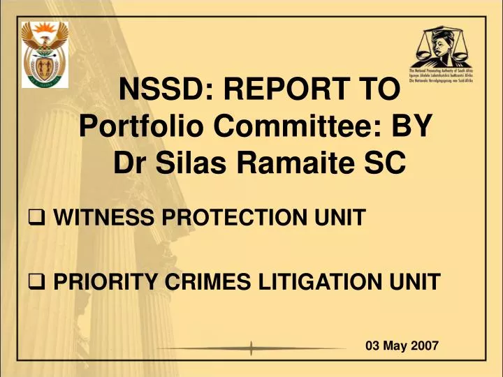 nssd report to portfolio committee by dr silas ramaite sc