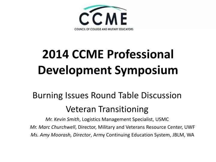 2014 ccme professional development symposium
