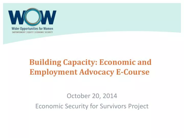 building capacity economic and employment advocacy e course