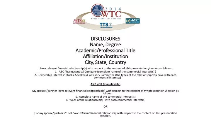 disclosures name degree academic professional title affiliation institution city state country