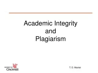 Academic Integrity and Plagiarism