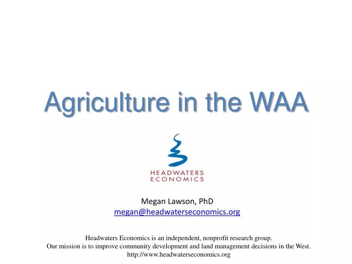 agriculture in the waa