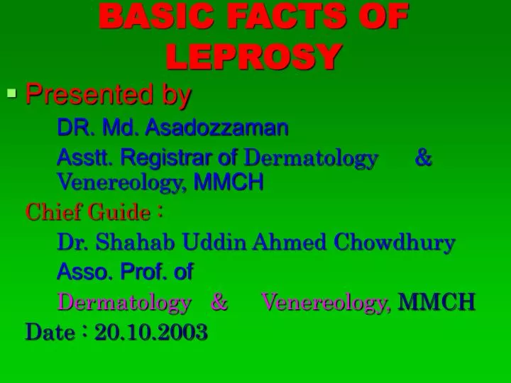 basic facts of leprosy