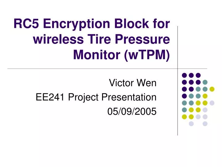 rc5 encryption block for wireless tire pressure monitor wtpm