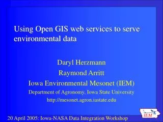 Using Open GIS web services to serve environmental data
