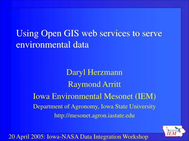 using open gis web services to serve environmental data