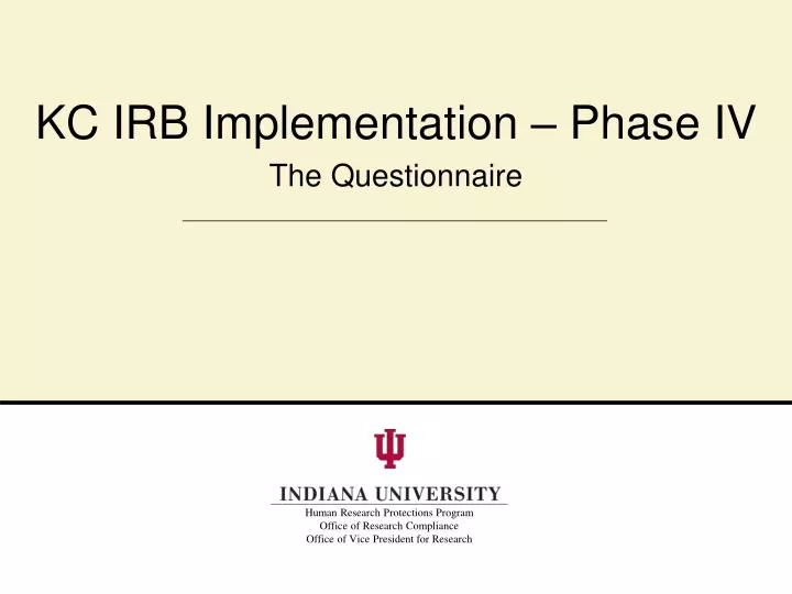 kc irb implementation phase iv