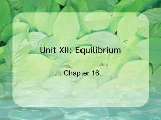 unit xii equilibrium