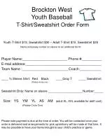Brockton West Youth Baseball T-Shirt/Sweatshirt Order Form