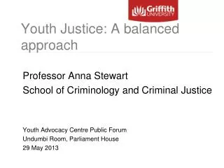Youth Justice: A balanced approach