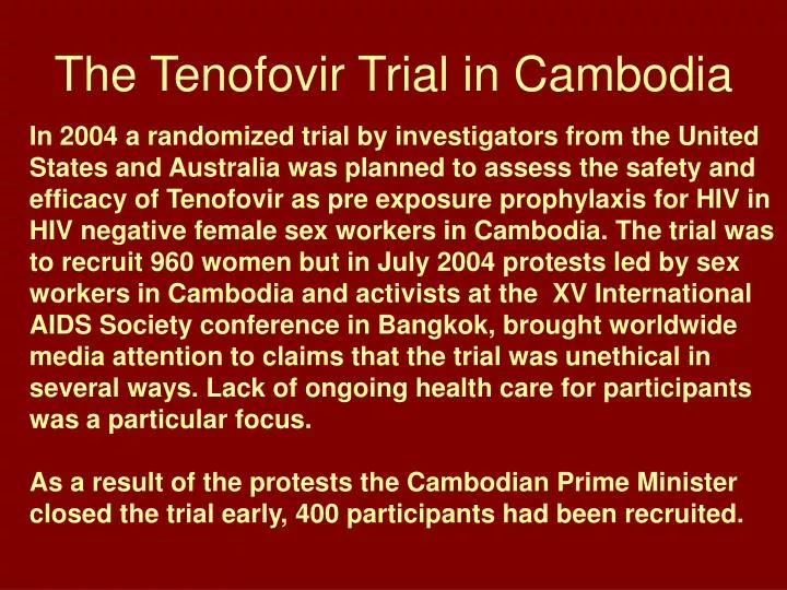 the tenofovir trial in cambodia