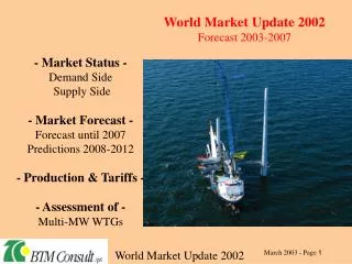 - Market Status - Demand Side Supply Side - Market Forecast - Forecast until 2007