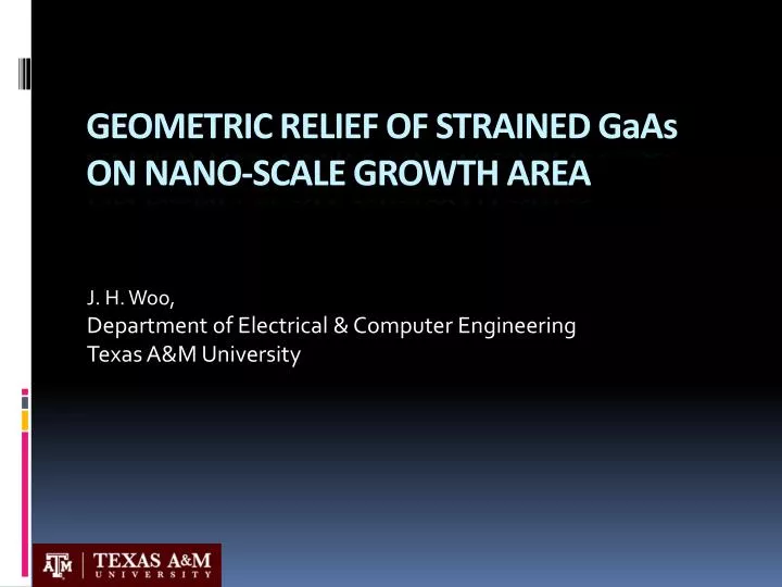 j h woo department of electrical computer engineering texas a m university