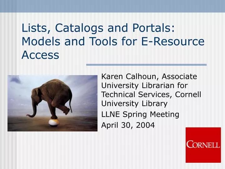 lists catalogs and portals models and tools for e resource access