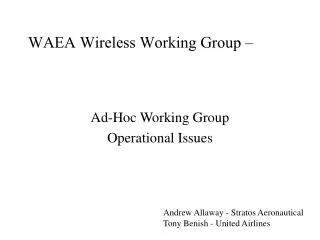 Ad-Hoc Working Group Operational Issues